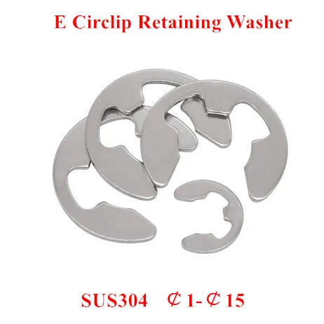 

100pcs M1.5 to M10 E Clip Washer 304 Stainless steel M1.5 2 3 4 5 6 7 8 9 10mm Open Circlip Retaining Ring Washers Gasket GB896
