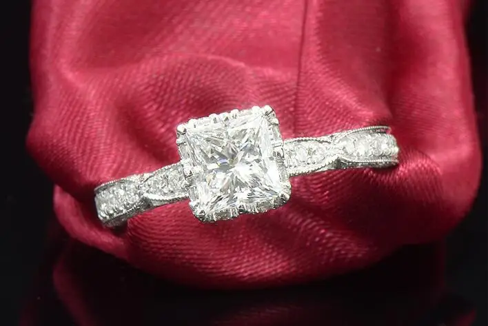 Женское кольцо из серебра 925 пробы с фианитом размеры 4 11|ring size|band ringprincess cut |
