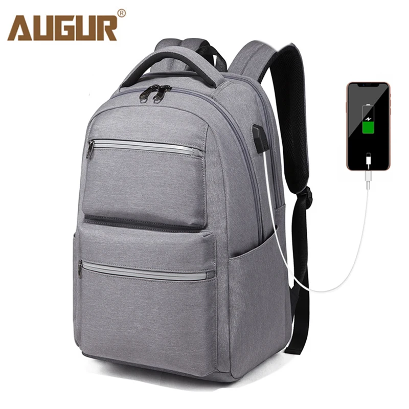 Augur мужские повседневные Рюкзаки Женские Usb рюкзак с зарядным устройством для