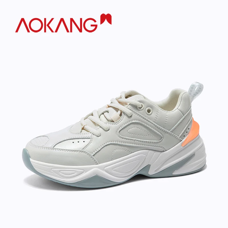 AOKANG/женские кроссовки; коллекция года; женская обувь на толстой платформе; обувь на массивном каблуке; женская повседневная обувь; tenis feminino; женские кроссовки - Цвет: 194351014