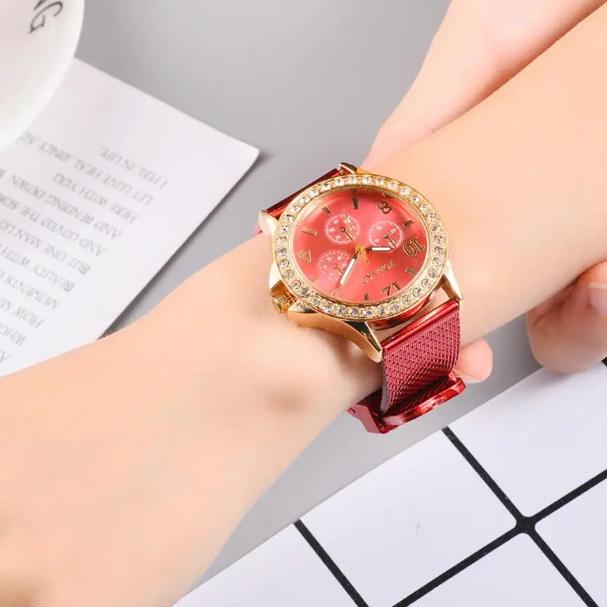 Модные элегантные женские часы повседневные кожаные из нержавеющей стали