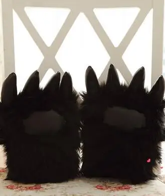 Перчатки с волками черный медведь коготь плюшевые игрушки теплые перчатки лапой