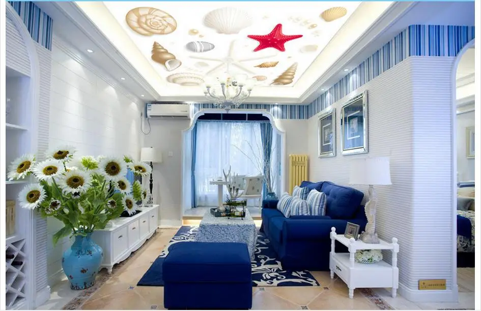 Пользовательские 3d обои потолочные фрески векторные и свежие раковины морские