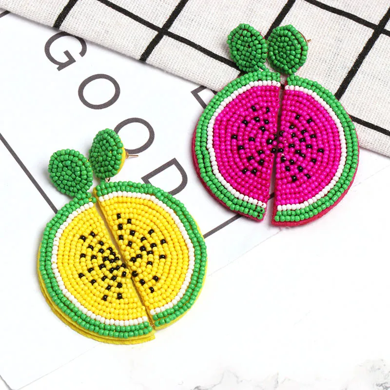 ELOHYI New Arrivals Resin Beads Fruit Watermelon Big Earrings For Women Handmade Drop Fashion Party Club Jewelry | Украшения и