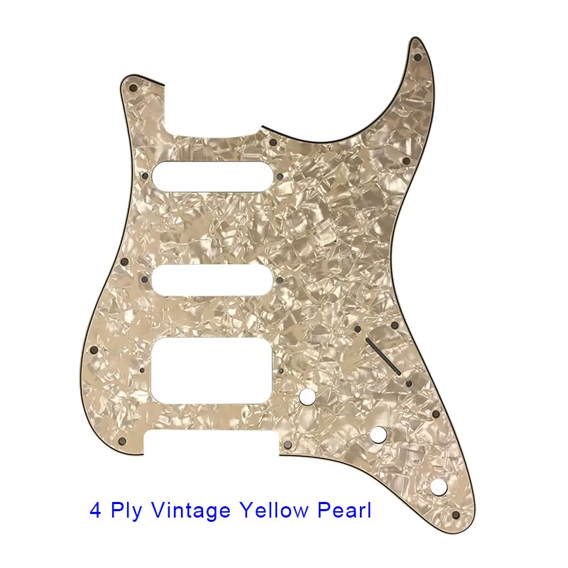 vintage yellow pearl Pleroo аксессуары для гитары 11 винтовое отверстие накладки для Fender Stratocaster США/мексиканский стандарт ST HSS гитары ra царапины пластины - Цвет: vintage yellow pearl