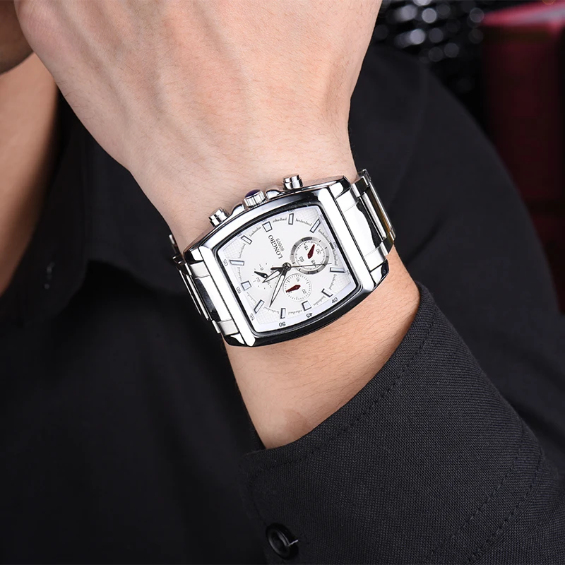 Часы Longbo мужские армейские спортивные квадратные из нержавеющей стали|clock brand|clock