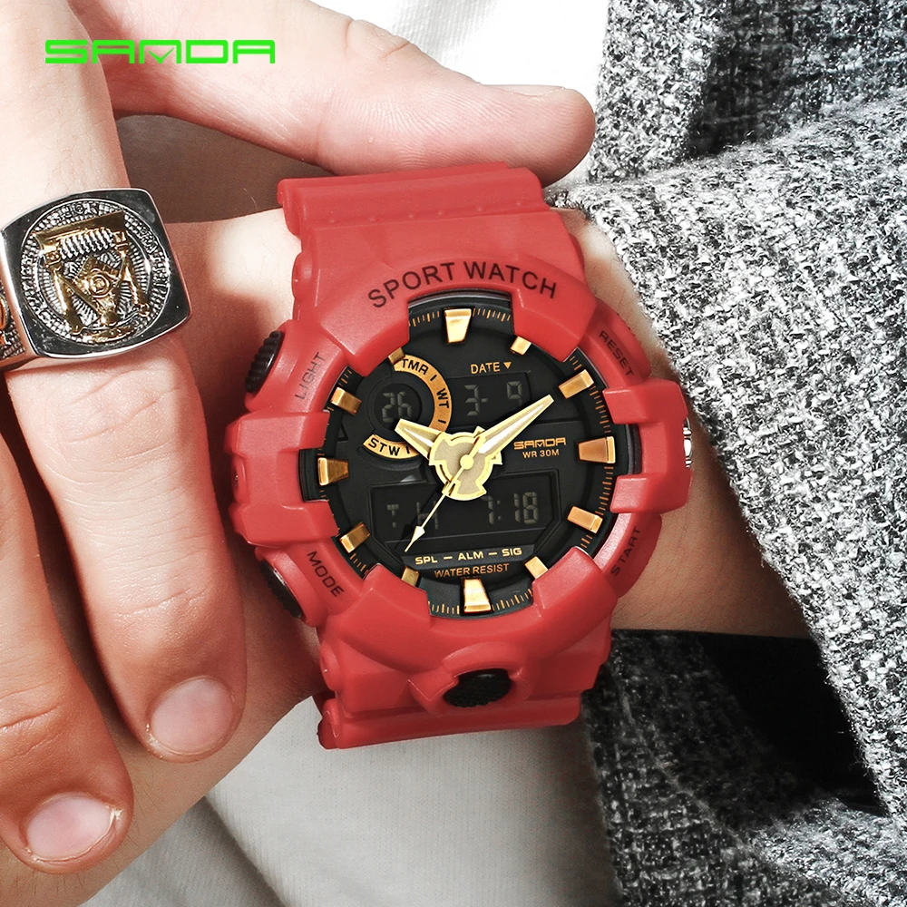 

SANDA Brand New Luxury Watch Men LED Digital Waterproof Wristwatch Fashion G Casual Shock Military Sport Watches relojes hombre