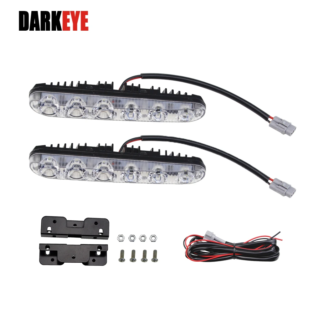 drl Car Front Head Warning Driving Fog Lamp 1 Pairs High-Low Beam Daytime Running Lights DRL DC 12v 2400lm 6 LED For All Car DJ
