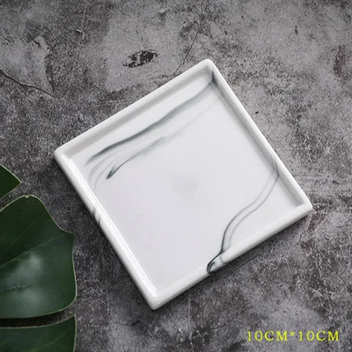 Square JINSERTA мраморный керамический лоток для хранения ювелирных изделий дисплей пластины ожерелье серьги косметический Органайзер Домашний ресторан, обслуживающий поднос - Цвет: Square