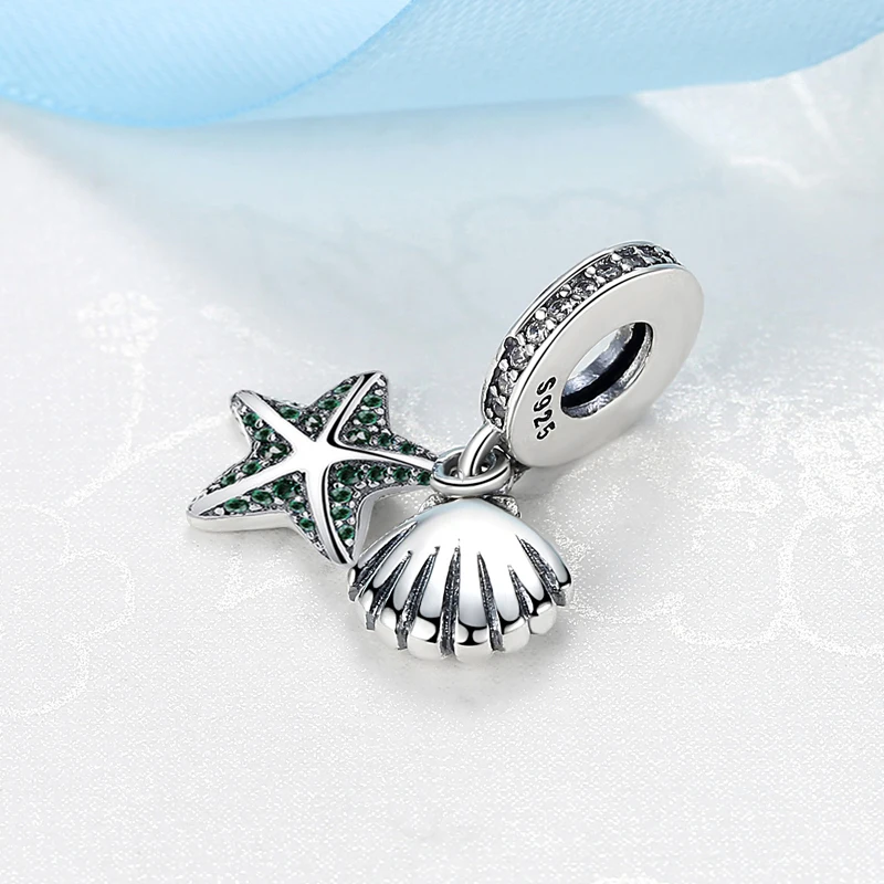 Новый оригинальный 925 стерлингового серебра бисера тропический Starfish с морскими