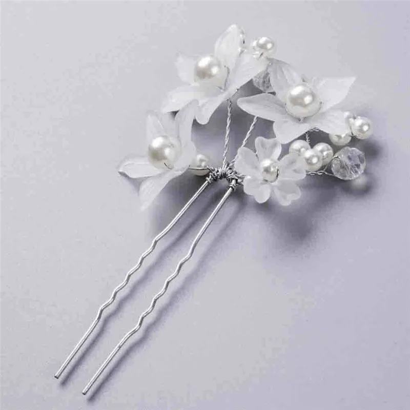 Bridal Bridesmaid Crystal Pearl Barrette Plain White Flower Floral Hairpin Elegant Headwear Popular Wedding Hair Accessories New |