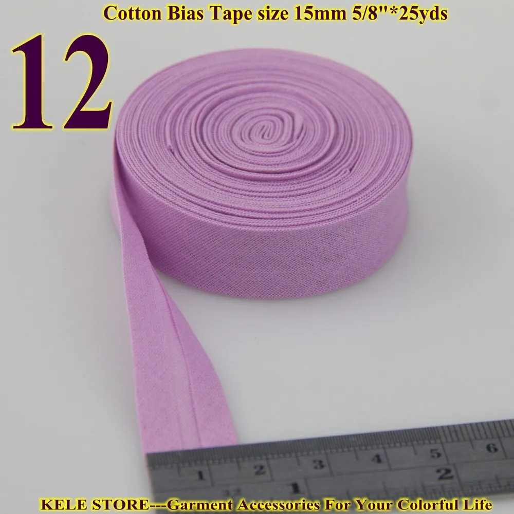 12 fuchsia Хлопок косой ленты, размер: 15 мм, ширина: 5/", 25 ярдов в лоте клейкая лента, ткань ручной работы, различные цвета - Цвет: 12 fuchsia