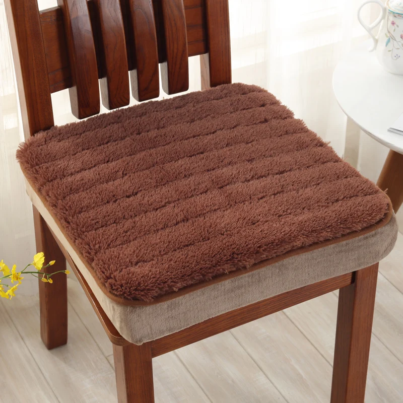 Warm Plush Fabric Chair Cushion Mat For Winter Multi Colors Solid Seat Pad Thicken Cushions Kitchen Home Decor | Дом и сад