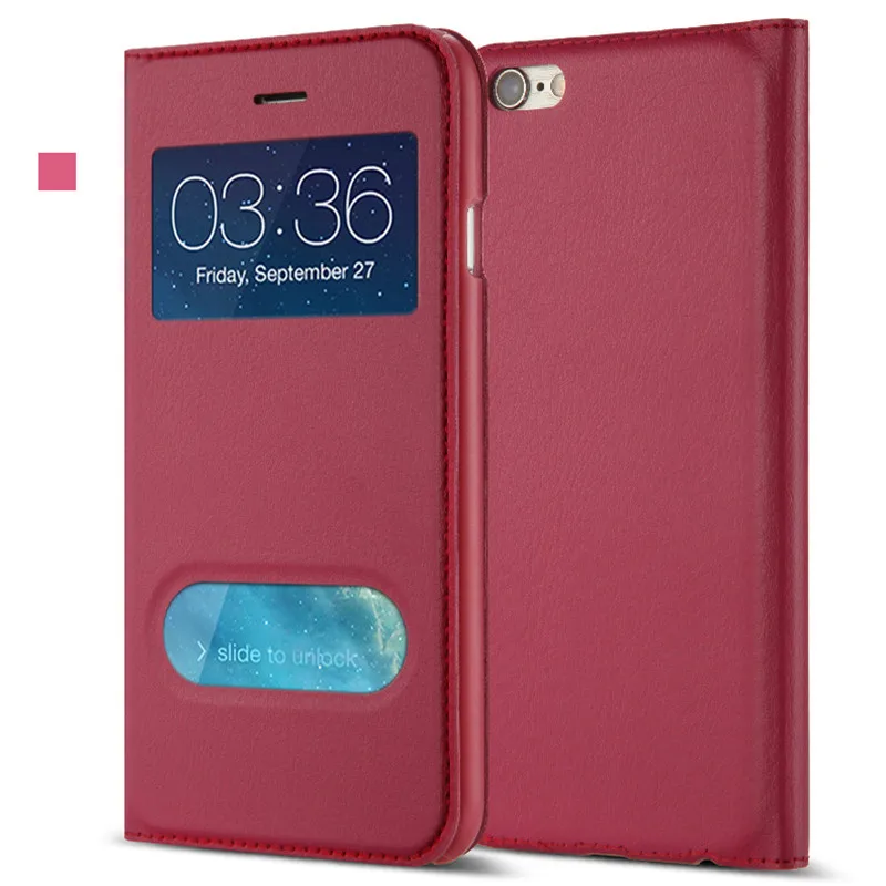rose red WeeYRN открытое окно PU кожаный флип чехлы чехол на телефон на для айфон 7 8 6 6s plus плюс X 5 5S SE корпус роскошный вид быстрый ответ крышка для iPhone 7 8 6 6s plus X 5 5S SE чехол книжка - Цвет: rose red