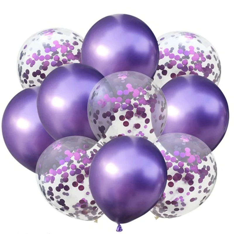 purple confetti 10 шт Металлические шары для свадьбы и дня рождения, украшение стола, девичник для мальчиков и девочек, девичник, вечерние, выпускные, золотые принадлежности - Цвет: purple confetti
