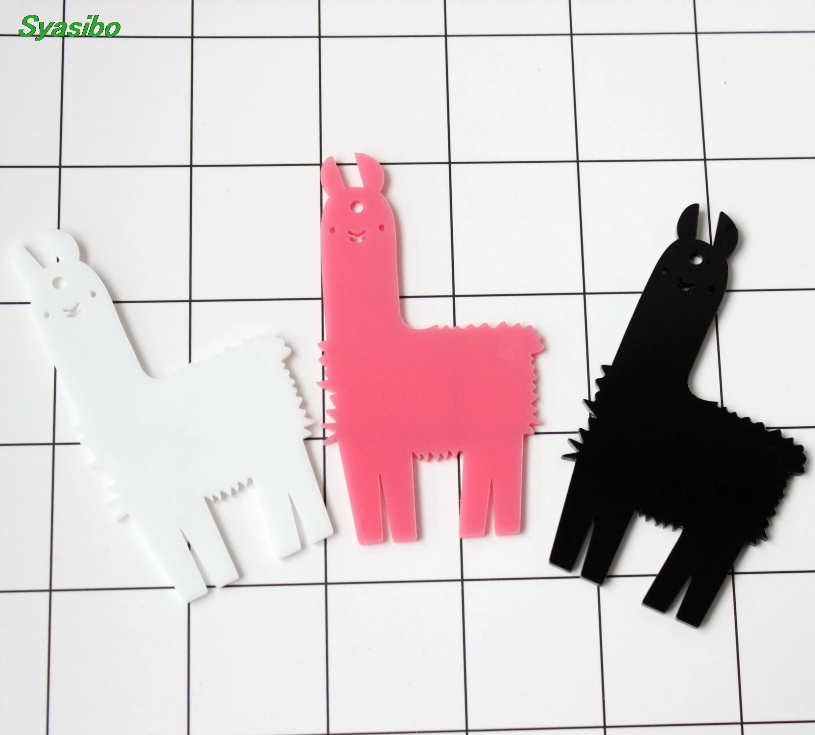 38 мм/76 мм Llama акриловые прозрачные пустые/мат/зеркало/белый черный розовый Альпака брелки вечерние украшения "-AC1496