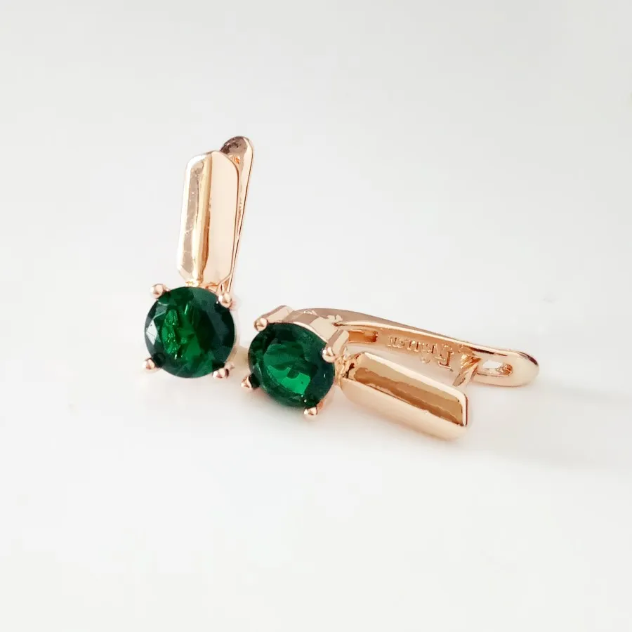 Green Stone Корейские серьги 585 цвета розового золота, серьги в богемном стиле с зеленым камнем, круглая капля серьга, модные женские серьги, ювелирные изделия - Окраска металла: Green Stone
