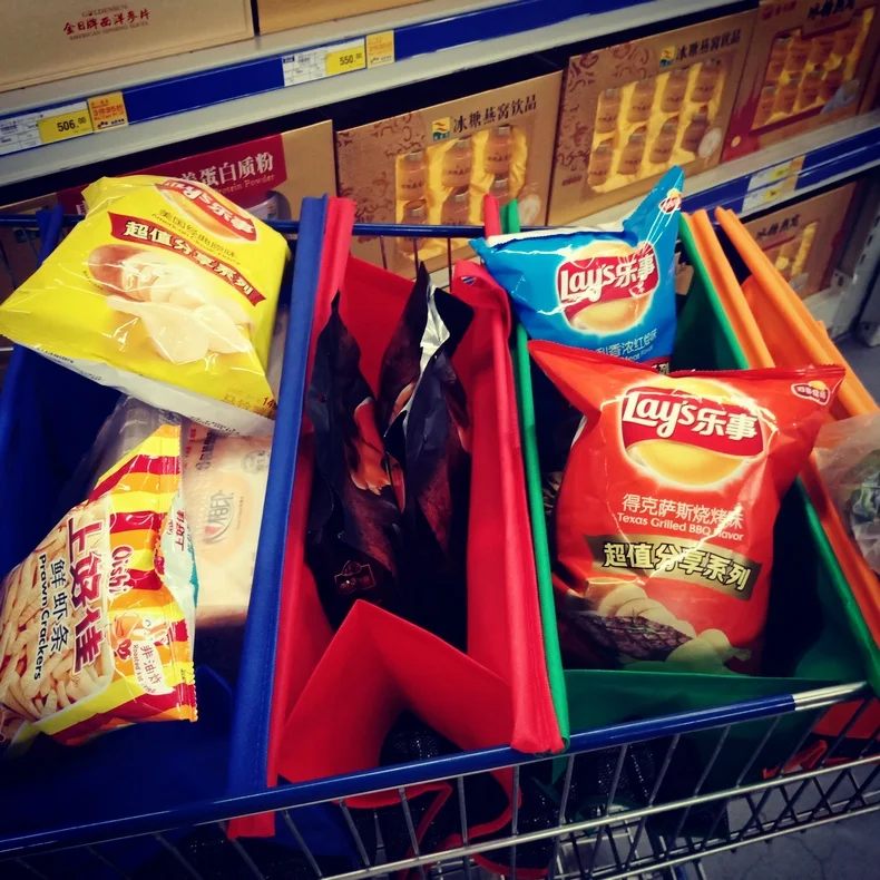 Многоразовые хозяйственные сумки продуктовый органайзер для тележки шоппер сумка размером для небольших продуктовые тележки складная эко-сумка тоут