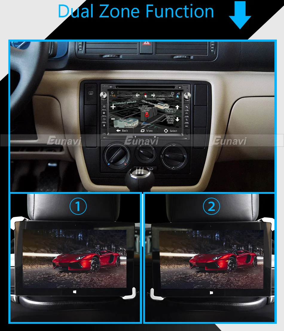 Eunavi 2 Din 7 ''Android 9,0 автомобильный dvd-плеер четырехъядерный gps радио для VW/Volkswagen/PASSAT/B5/MK5/GOLF/POLO/TRANSPORTER стерео BT