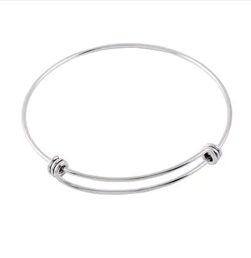 

IJB0214 Bulk wholesale 1/5/10/20/30/50 PCS Stainless Steel Adult Size DIY Bangle Adjustable Expandable Wire Bangle Bracelets