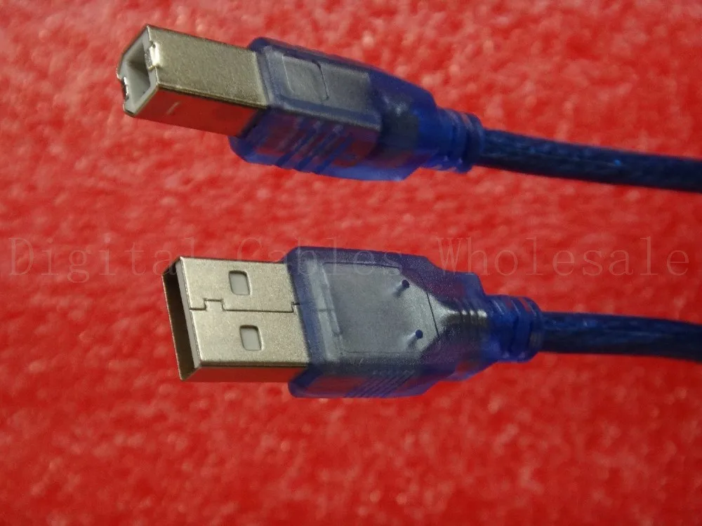 USB 2,0 удлинитель для печати 30 см 1,5 м 3 м 5 м 10 м OHFC медь прозрачный синий Расширенный USB кабель для принтера HDD