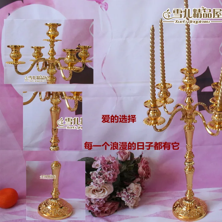New European gold high foot 52 cm five head of home furnishings KTV hotel wedding birthday candle props | Дом и сад