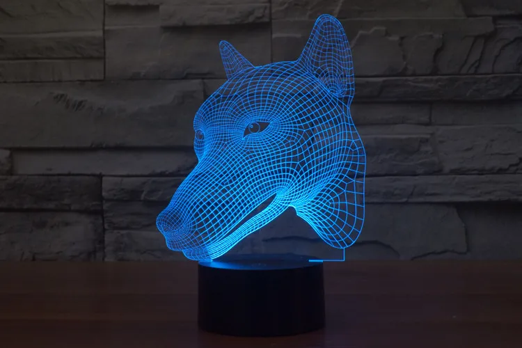 2017 милый животный китайский Сельский собака 3D светодиодный USB лампа Акриловая