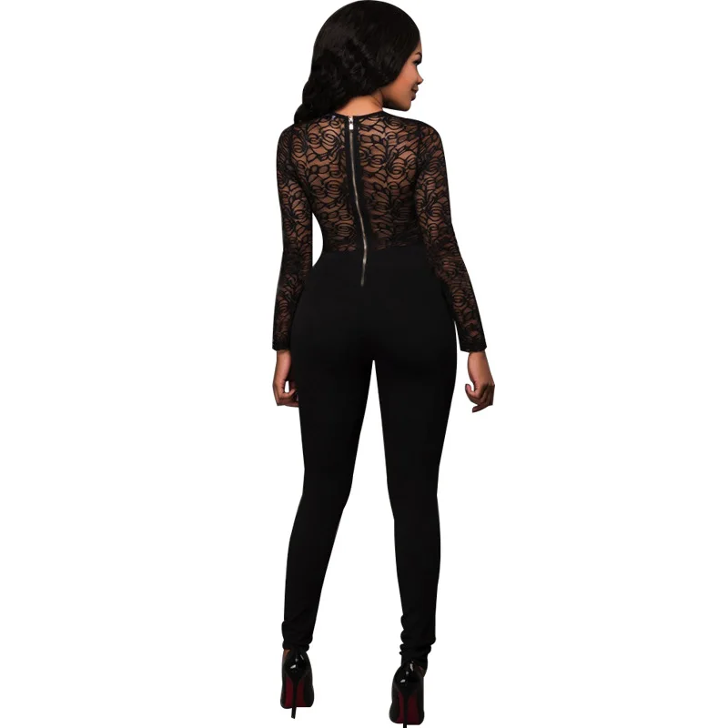 Осенне-зимний новый импортный бутик женский сексуальный кружевной комбинезон с