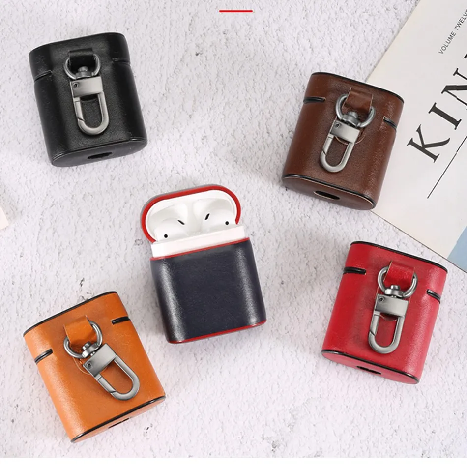 Чехол для наушников Airpods 2 кожаный чехол зарядки с ручным ремешком роскошный