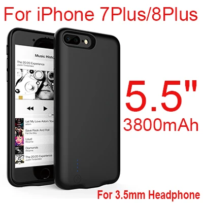 Ультра тонкое зарядное устройство Powerbank чехол для iPhone 7 8 Внешний Аккумулятор Чехол для iPhone 7 8 Plus аудио разъем 3,5 мм наушники - Цвет: for 7 Plus 8 plus