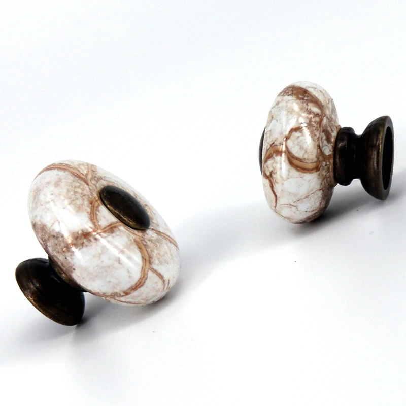 6 шт. ручка для мебели Мраморная керамическая кухонных шкафов дверей ручки