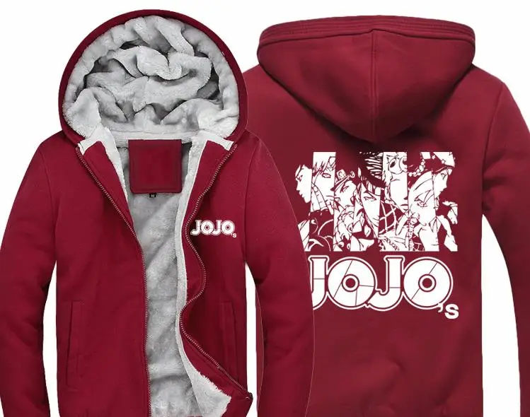 Аниме JOJO'S необычная приключенческая толстовка с логотипом JOJO, Мужская зимняя повседневная толстовка на молнии из плотного флиса, S-3XL США - Цвет: style4