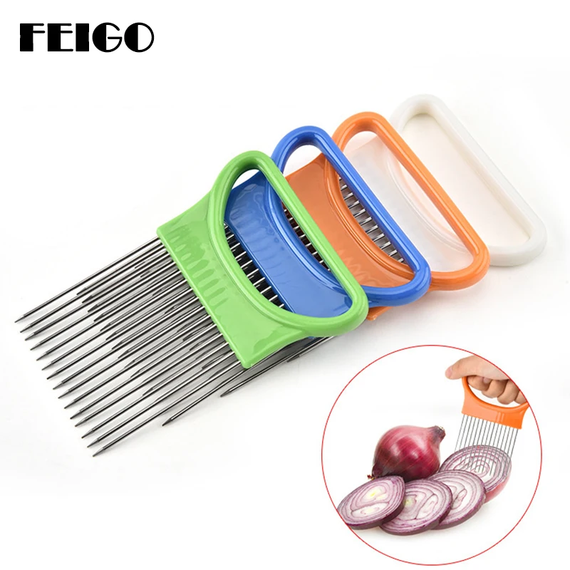 

FEIGO Hand-Held Stainles Steel Onion Needle Tomato Onion Chopping Tender Meat Needle Pine Tender Meat Kitchen Cooking Tool F271