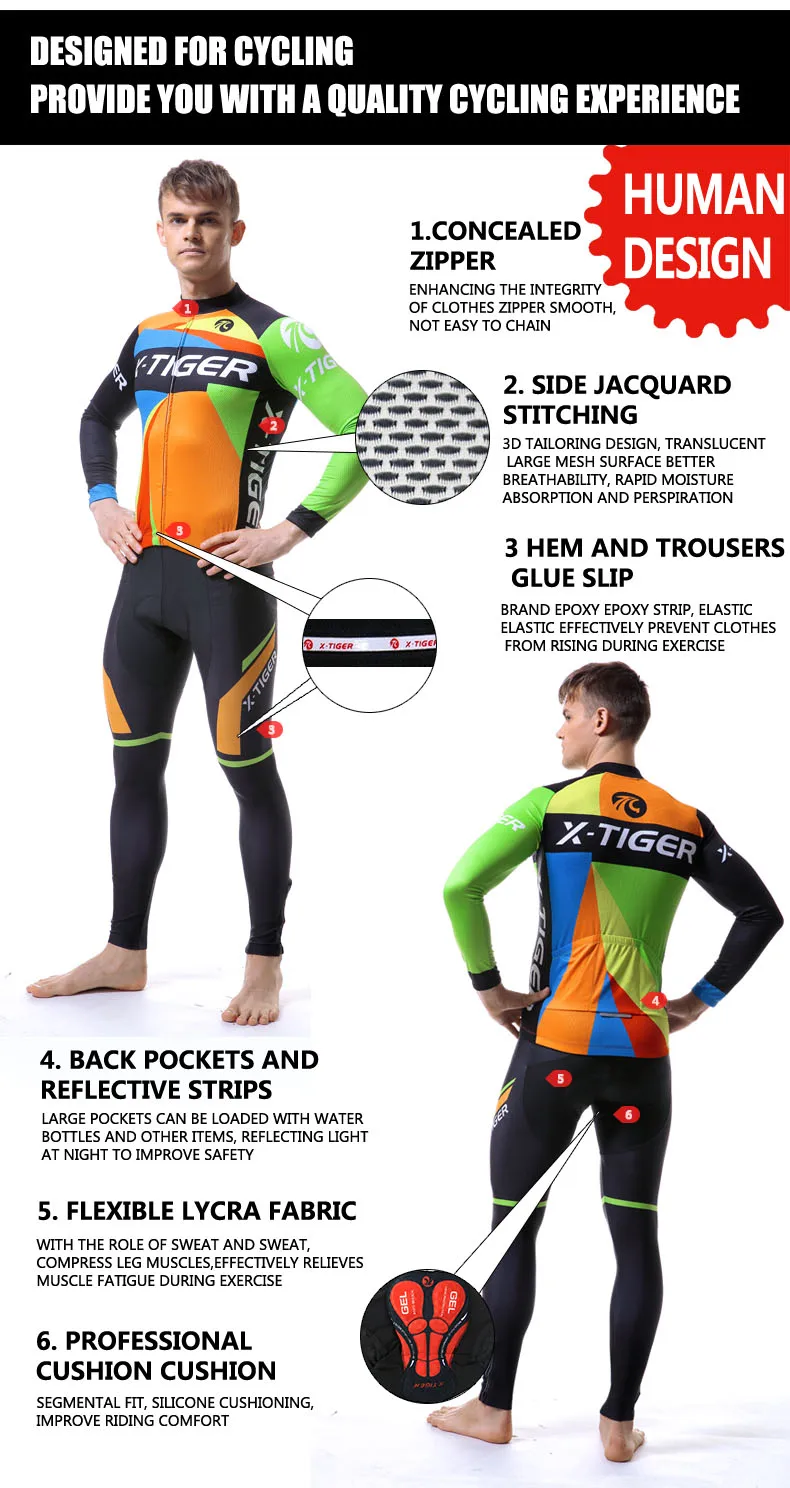 X-Tiger, с длинным рукавом, велосипедные майки, набор, весна, MTB, одежда для велосипеда, Ropa, Майо, одежда для гонок, велосипеда, одежда для велоспорта