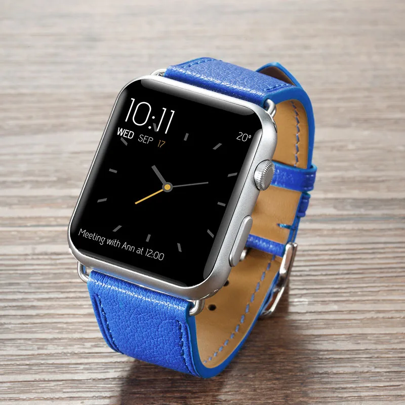 Legend bluetooth apple watch Смарт-браслет Миланская петля для удаления часов кожаный ремешок для часов аpple - Цвет ремешка: Blue