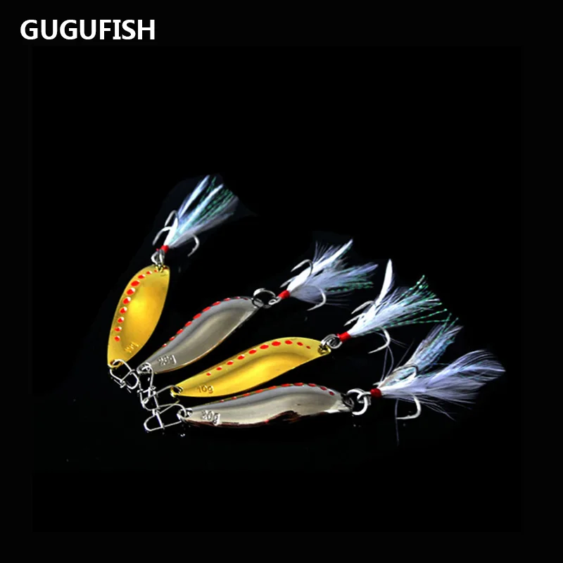 GUGUFISH Luya блестки оптом с кровяным корытом перо крюк водная дорога длинный удар