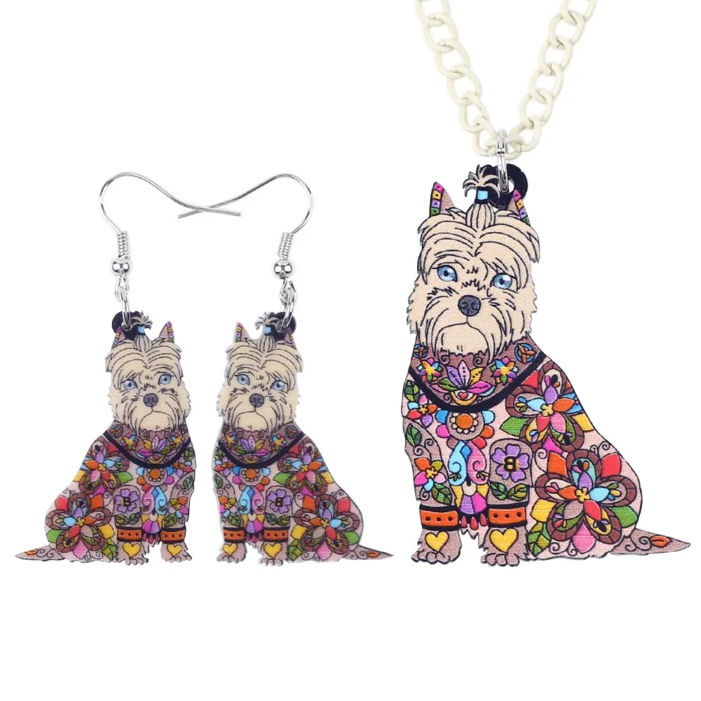 Bonsny брендовые Ювелирные наборы акриловая собака ожерелье серьги чокер ошейник