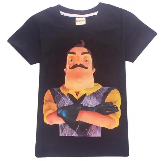 Модная футболка для подростков с принтом Hello Neighbor сезон лето Camisetas футболки из