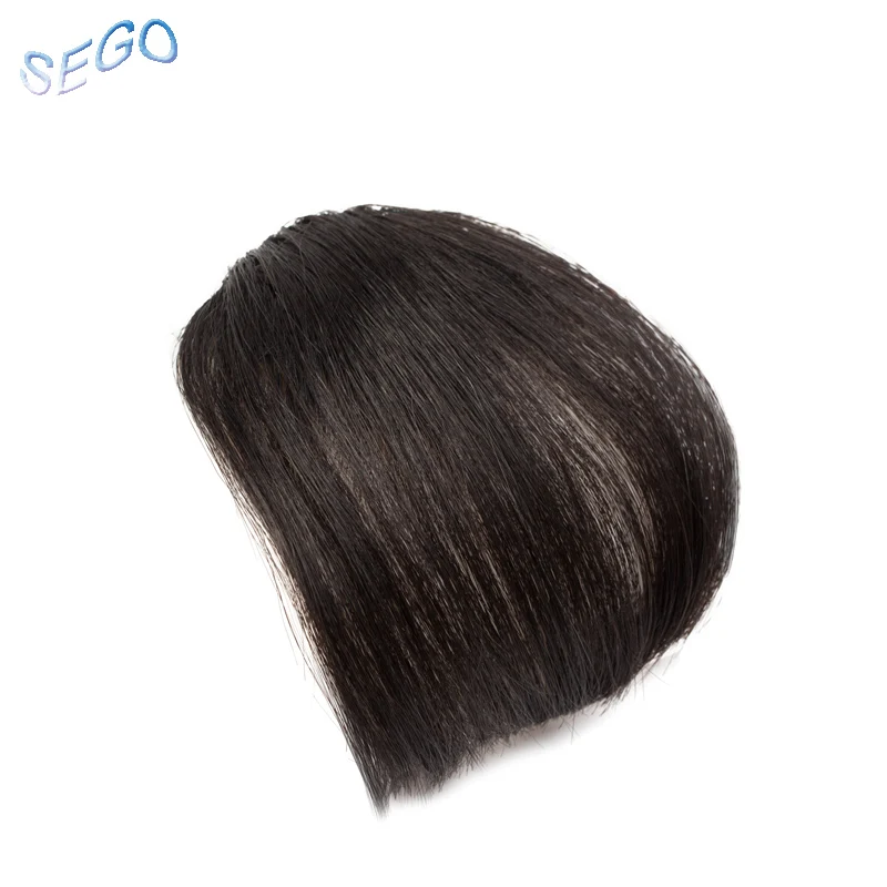 # 1B SEGO, прямые, натуральный цвет, короткие, спереди, аккуратные челки, на заколках, воздух, тупые, короткая челка, волосы для наращивания,, не Реми, человеческие волосы, челка - Цвет: # 1B