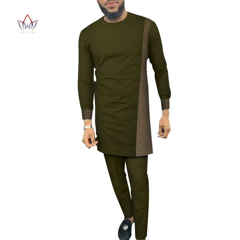 Bazin Riche/мужские комплекты из 2 предметов со штанами африканский дизайн одежда в