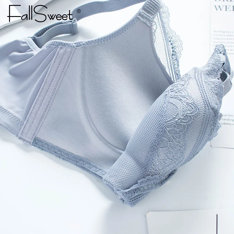 Кружевные бюстгальтеры для женщин FallSweet удобные без косточек с эффектом пуш ап