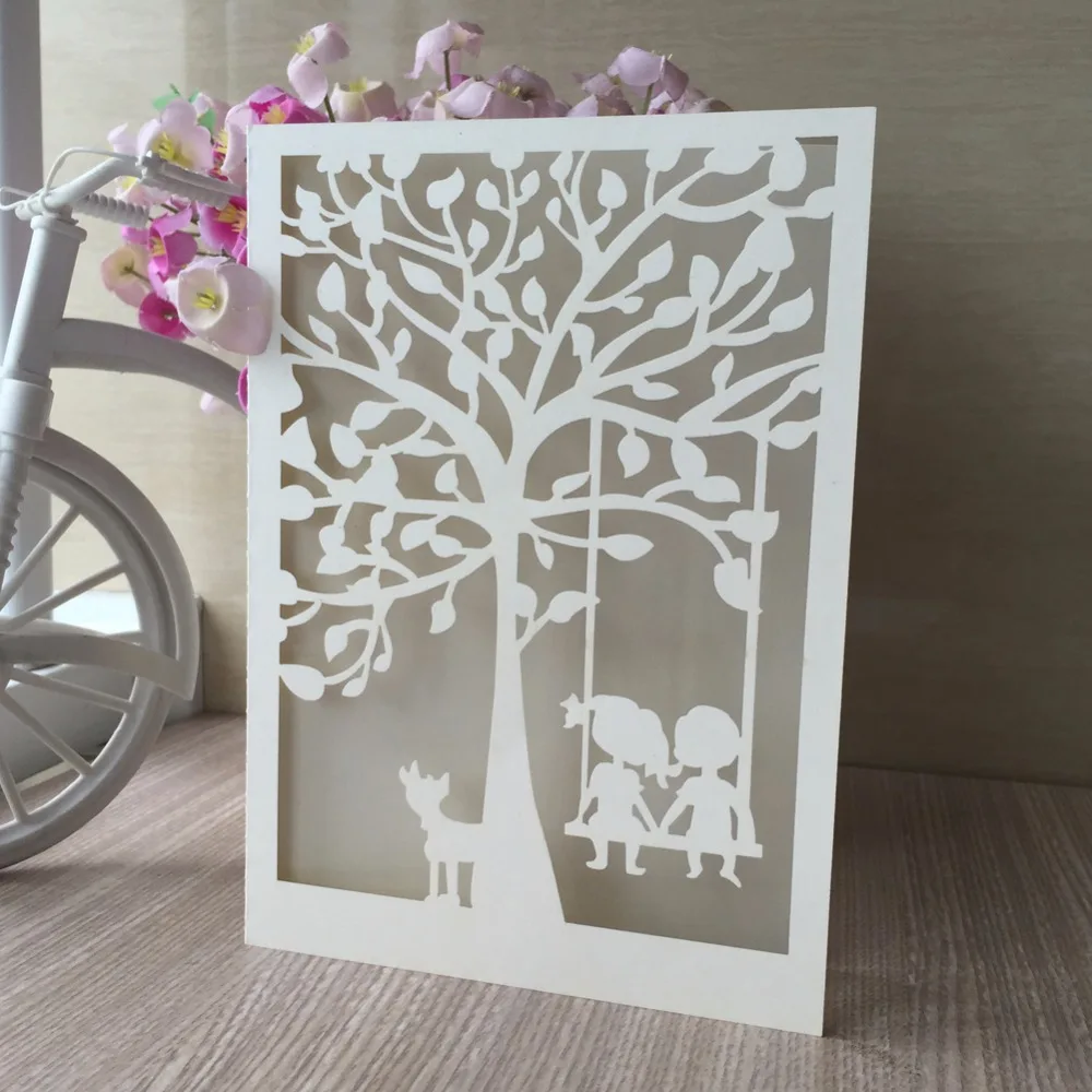 

30pcs Laser Cut Paper Craft Party Event Tree Wedding Invitations Cards Greeting Card for Wedding Decoration Festival upplies