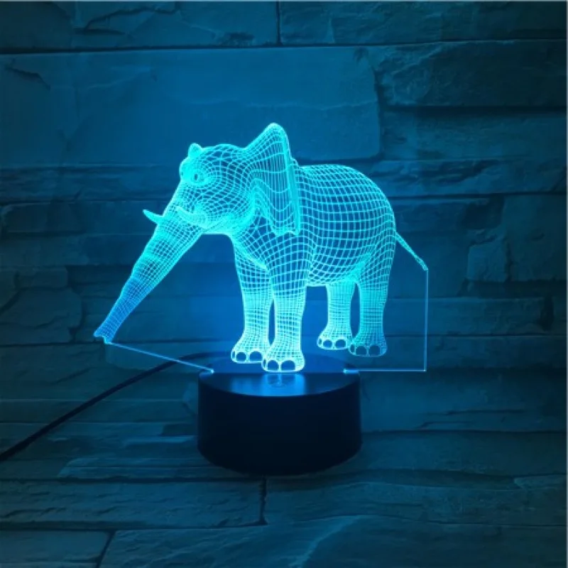 Животное тайский слон 3D лампа RBG светодиодный светильник USB Illsuion ночник многоцветный Luminaria праздничный Декор Детская игрушка ребенок