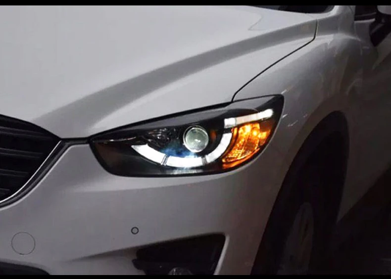 Автомобильный Стайлинг для Mazda CX-5 фары 2013- CX5 светодиодный фонарь ангельские глазки DRL Биксеноновые линзы Высокий Низкий Луч парковочная противотуманная фара