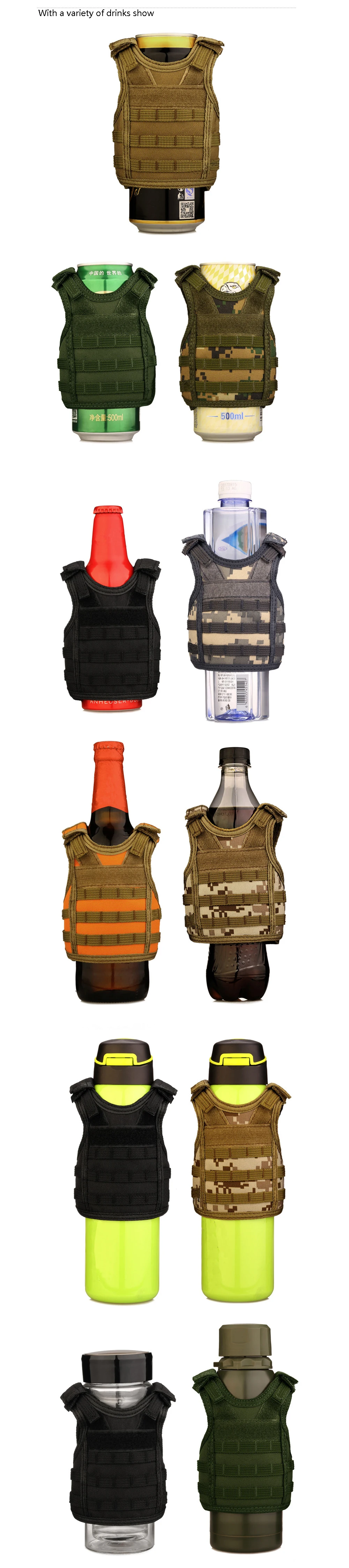 Тактический жилет TENNEIGHT Tacticaln Beer, военный Мини Миниатюрный охотничий жилет, набор для бутылок и напитков, регулируемые плечевые ремни