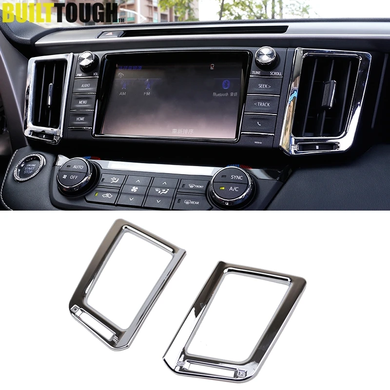 

Для Toyota RAV4 2013 2014 2015 2016 2017 2018 Хромированная передняя центральная консоль кондиционер вентиляционное отверстие крышка отделка рамка украшени...