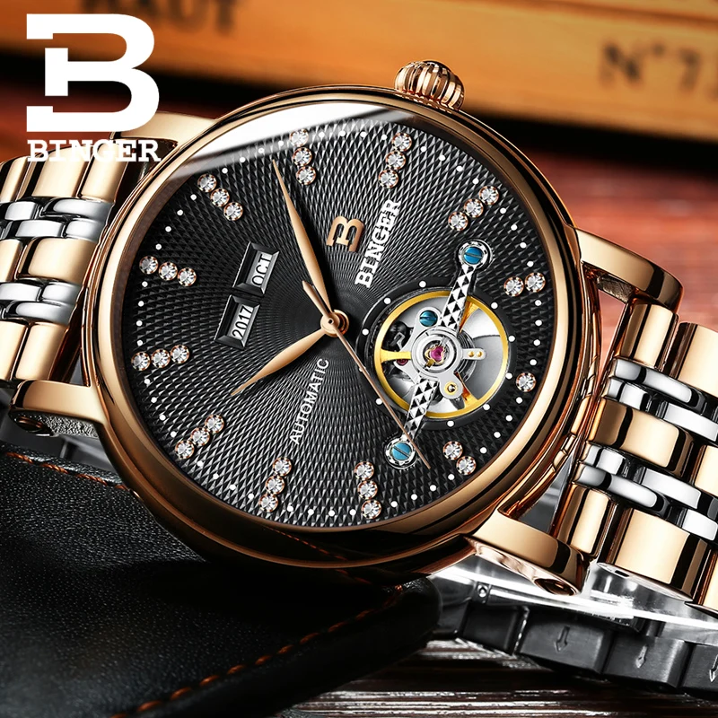Часы наручные BINGER Мужские автоматические деловые водонепроницаемые