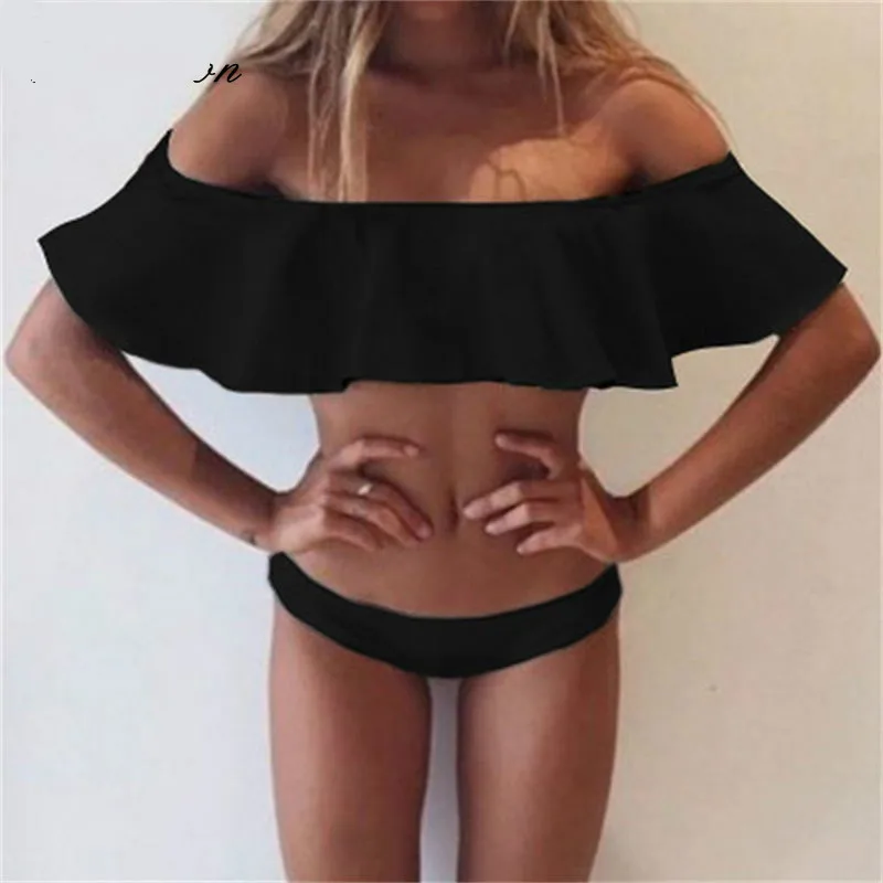 Из двух частей купальный костюм с оборками для девочек белый розовый сексуальные