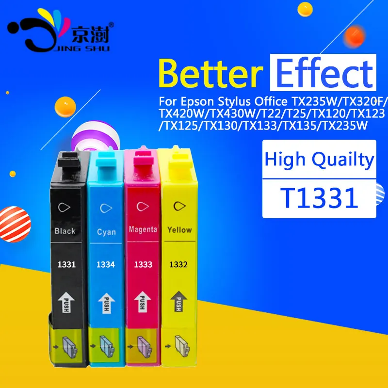 4 шт. совместимый чернильный картридж T1331 T1332 T1333 T1334 для Epson Stylus Office TX235W TX320F TX420W TX430W
