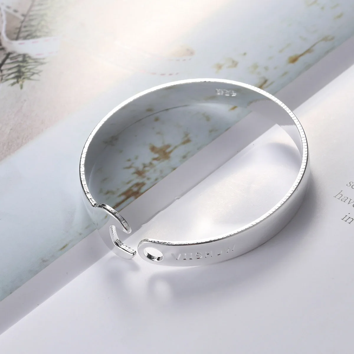 Vintage Retro Open Bracelet Wrench Shaped Unisex Titanium Steel Bangle for Women Men(Silver